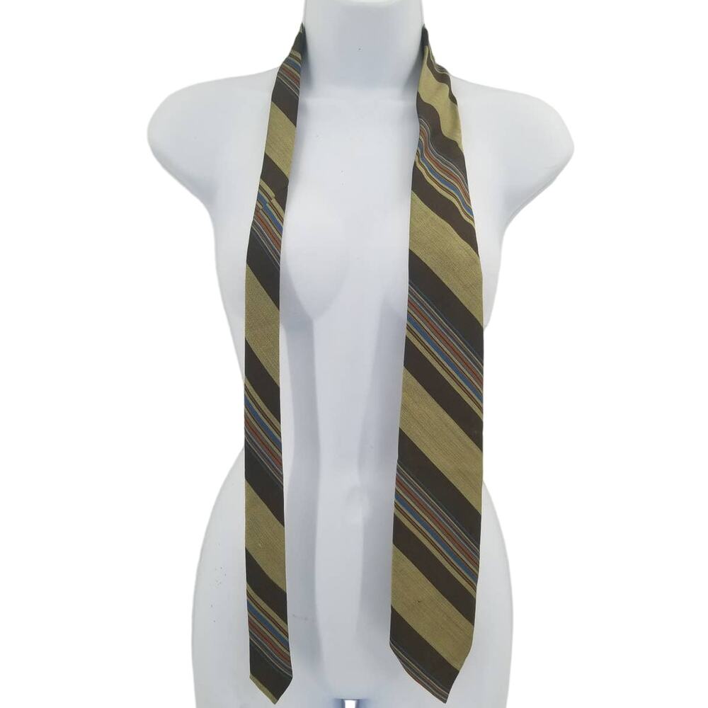 Towncraft Vintage WIDE  Mens Neck Tie 54" Green Striped Wool Blend Penneys